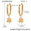 Miduoduo Novo Produto Transfronteiriço Brincos de Aço Inoxidável Trevo com Brincos de Diamante Banhados a Ouro Real 18K Joias Simples da Moda