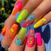 Uñas de Ballet de Longitud Media con Degradado Rosa y Verde Moda Europea y Americana Uñas Postizas Más Vendidas Venta al por Mayor Estilo Ins Uñas Portátiles Disponibles