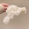 Presilha de Cabelo Delicada de Malha Plissada em Disco Grande Grampo de Cabelo Elegante de Alta Qualidade Tubarão Feminino