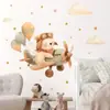 Br0391E Urso Piloto Adesivo de Parede Autoadesivo Avião Desenho Animado Fofo Decoração de Quarto Infantil Creche Adesivo