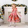 Vestido de Performance de Piano de Natal Novo Estilo Europeu e Americano Transfronteiriço para Meninas com Estampa de Desenho Animado Vestido de Dança de Performance em Cetim