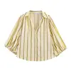 Para Comércio Exterior Transfronteiriço Europeu e Americano Roupas Femininas Aliexpress Mais Vendidas Verão Versátil Multicor Gola V Manga Bufante Camisa