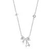 Collar de Plata de Ley S925 con Lazo para Mujer, Cadena para Clavícula de Estrella con Diseño de Nicho, Diseño Original, en Stock