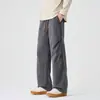 Pantalones Casuales de Pierna Ancha para Hombre Otoño e Invierno Estilo Nuevo Sueltos de Algodón Puro Modernos Retro de Pierna Recta Pantalones Largos hasta el Suelo para Hombre