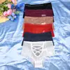 Calcinhas de renda transfronteiriças para mulheres, estilo europeu e americano sexy com tiras cruzadas de cintura alta, tamanho plus size, cobertura semi, vazadas, respiráveis
