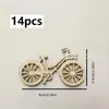 Ornamento de madeira em formato de bicicleta na cor natural da madeira, peça de madeira para graffiti DIY feita à mão, pingente de decoração de feriado, item de decoração para casa