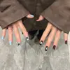 Use Patch de Arte para Unhas Estrela Contrastante Preto e Azul Meilade Quadrado Europeu Curto Estilo Doce e Cool Patch Pré-Fabricado para Unhas