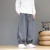 Pantalones de pana de pierna ancha con puños elásticos, adecuados para primavera y otoño, con estampado de cuadros, diseño retro estilo chino y corte holgado, oversized para hombre