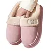 Nuevas Pantuflas de Algodón Waffle para Mujer, Invierno, Lindo Logo de Oso, Suela Gruesa, Antideslizantes, Hogar Interior, Pantuflas de Algodón Cálidas con Felpa