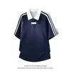 Camisa Polo de Verano para Hombre de Manga Corta, Bloques de Color Rayados, Estilo Deportivo, Peso Pesado, Media Cremallera, Camisa Polo de Manga Corta Estilo Americano