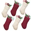 Nuevo producto transfronterizo: Decoración de Navidad, calcetines de punto de color sólido para regalo de Navidad, decoración de árbol de Navidad estilo rústico, calcetines para colgar en la chimenea