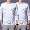 Camiseta deportiva casual para hombre de manga larga con estampado, moderna para adolescentes, adecuada para todas las estaciones, cuello redondo, top básico de manga larga