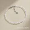 Pulsera de Perlas de Agua Dulce Millet de 3-4 mm Casi Redonda Aurora Plata de Ley S925 Cadena de Extensión Ajustable