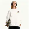 Sudadera de Algodón Pesado para Parejas, Corte Holgado, Cuello Redondo, Sin Capucha, Pulóver, Versátil, Cálida, Prenda Superior Estampada para Otoño e Invierno