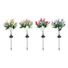 Luces de Flor de Tulipán de 5 Cabezas Solares Transfronterizas, Luces de Suelo Impermeables para Exteriores, Luces para Césped, Luces Decorativas para Jardín y Patio