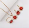 Juego de Joyería Vintage con Pedrería, Collar Pendientes Anillo Pulsera, Chapado en Oro Cristal de Colores Juego de Joyería de Fantasía para Mujeres Boda Fiesta