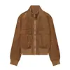 Ropa de comercio exterior para mujer 2026 Estilo europeo y americano moderna holgada con bolsillos textura de gamuza chaqueta bomber F71334