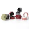 Caja de embalaje hexagonal de terciopelo con encaje dorado para joyería, caja de embalaje pequeña y exquisita para anillos, caja portátil para anillos de compromiso