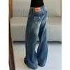 Jeans rectos de tiro bajo estilo americano para mujer, corte holgado, favorecedores para figuras curvilíneas, con un efecto fluido y adelgazante, pantalones versátiles de pierna ancha para figuras tipo pera, perfectos para otoño.