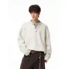 Nuevo suéter de otoño para hombre estilo ropa de trabajo, falso de dos piezas, único, de nicho, simple, holgado, con cuello en V, abotonado, moderno