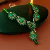 Conjunto de Brincos Longos e Colar com Folhas Cravejadas de Diamantes Vintage, Estilo de Luxo Leve de Alta Qualidade, Joias Estilo Palácio Retro