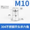M3-M12 Aço Inoxidável 304 Porca Rebite Galvanizada Atacado Cabeça Chata Listra Vertical Meio Sextavada