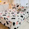 Lençol de Cama de Algodão Lavado Peça Única Capa de Colcha de Verão para Cama de Solteiro Dormitório Estudantil Lençol de Cama de Casal Fronha Conjunto de Três Peças 3