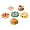 Posavasos de Silicona Suave de PVC, Anti-quemaduras, Aislante térmico para Tazas de Té, Base Redonda para Tazones de Mesa de Comedor, Base para Ollas, Patrón de Dibujos Animados con Logo, Antideslizante