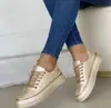 En stock, transfronterizos, talla grande, suela gruesa, zapatos casuales para mujer, nueva colección primavera 2026, estilo de comercio exterior, con cordones metálicos, zapatillas de caña baja