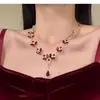 Colar e Brincos de Trigo e Gota de Água de Luxo Leve Europeus e Americanos, Modernos e Versáteis, Design de Nicho com Sensação de Alto Padrão, Exquisite Colar de Gota de Água