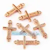 Accesorios para Joyería DIY Cobre Puro Chapado en Oro Microincrustado Conector Cruzado 21mm Pulsera Cuerda Trenzada