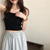 Camisola de punto 2023 Verano Nuevo Top Color puro Ropa exterior con ombligo expuesto y hermosa espalda Algodón para mujer Transpirable y cómodo