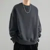 Sudadera de otoño e invierno para hombre, corte holgado, cuello redondo, sin capucha, manga larga, top versátil de moda