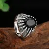 Nuevos Anillos Chapados, Anillos Vintage Irregulares de Piedra Negra Finamente Elaborados, Joyería Vintage Ajustable, Venta Directa del Fabricante