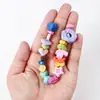 Colgante de Corazón Flor Pintada Colorida de Acrílico Agujero Recto Cuentas Sueltas Cuentas para Hilo Llavero de Teléfono Móvil Accesorios para Joyería DIY