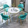 Conjunto de mesa e cadeiras de luxo leve estilo italiano para escritórios de vendas, balcão de recepção, mesa redonda pequena de escritório moderna minimalista comercial