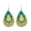 Venta Caliente Europea y Americana Copo de Nieve Navideño 20 Pares de Pendientes de Cuero Set Pendientes de Cuero con Cuadros Rojos y Gota de Agua Accesorios Festivos