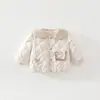 Casaco de Bebê Coelhinho Coração Amoroso Roupas de Algodão de Inverno Cardigan Espesso para Meninas Jaqueta de Algodão Estilo Coreano Roupas de Inverno Quentes para Crianças