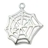 Set Mixto de 20 Colgantes Brillantes Plateados para Manualidades de Halloween con Forma de Fantasma Curioso, Telaraña y Murciélago para Pulseras, Collares y Accesorios de Joyería