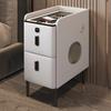 Mesita de noche inteligente, moderna, sencilla, para apartamentos pequeños, hogar, tablero de roca estrecho, mesita de noche de madera maciza con gabinete de carga inalámbrica