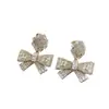 Nuevos Pendientes de Aro con Lazo Completamente Incrustados de Diamantes, Moda Europea y Americana Exquisita Personalizada, Lujo Ligero, Gama Alta, Pendientes Elegantes para un Look Moderno de Oficina