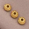 Cuentas sueltas de cobre chapado en oro de 18 quilates, separadores en forma de OVNI, cuentas redondas roscadas para pulsera y collar DIY hechos a mano, accesorios de joyería