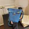 Bolso cubo de lona lindo estilo coreano para niñas, versátil para ir al trabajo, bolso de hombro y cruzado, bolso de mano para el trabajo y almacenamiento diario