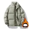Chaqueta de Algodón Estilo Pareja Otoño e Invierno Nuevo Abrigo de Algodón con Cuello Alto Unisex Color Sólido Marca Trendy Chaqueta Acolchada Cálida para Hombre