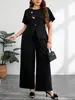 Fábrica de Origem Exportação Transfronteiriça Moda Feminina Plus Size Casual Conjunto de Duas Peças Coleção de Liquidação