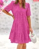 Ropa de mujer para comercio exterior transfronterizo de Amazon europeo y americano, vestido francés de encaje hueco con cuello en V, vestido largo de alta gama para mujer, en stock