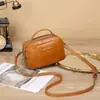 Camada Superior Couro Bovino Couro Vegetalmente Curtido Vintage Bolsa Feminina Cera de Óleo Casca de Árvore Gesso Casca de Árvore Bolsa Transversal Bolsa Almofada Versátil Couro Genuíno Novo 3121