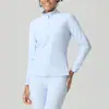 Jaqueta de Treino para Corrida e Esportes ao Ar Livre com Zíper, Manga Longa, Gola Alta, Costurada, Alta Elasticidade, Slim Fit, Sensação de Segunda Pele