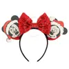 Diadema Navideña de Orejas de Ratón Mickey Mouse para Parque de Atracciones Fiesta Disfraz Accesorios para la Cabeza Navideños Diadema con Lazo