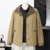 Abrigo corto de primavera y otoño para madres de mediana edad y mayores, top casual nuevo para mujer de talla grande, chaqueta holgada y adelgazante, grueso